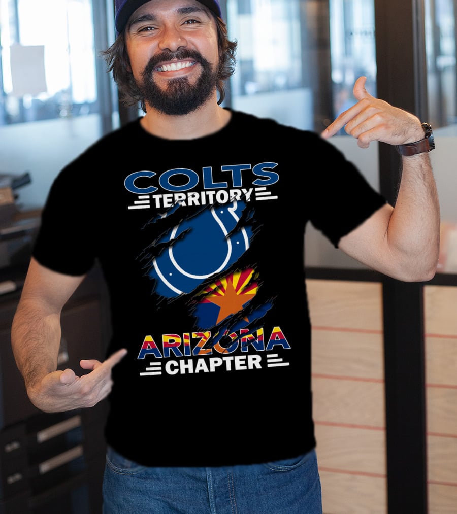 Colts Territory Arizona Chapter Blue Horseshoe And Arizona Flag Integration T-Shirt