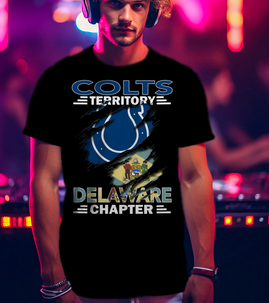 Colts Territory Delaware Chapter With Flag And Horseshoe T-Shirt