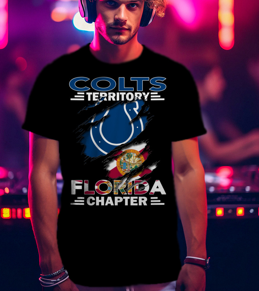 Colts Territory Florida Chapter Blue Horseshoe And State Flag T-Shirt