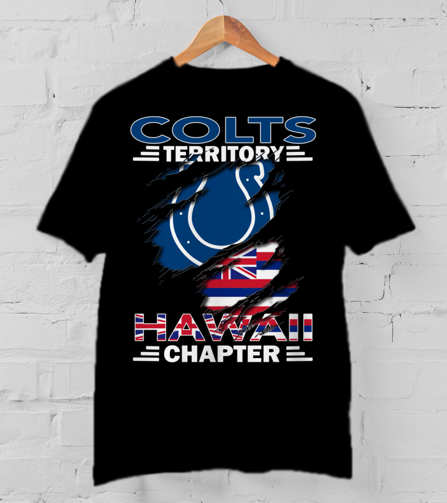 Colts Territory Hawaii Chapter Iconic Logo And Hawaiian Flag T-Shirt