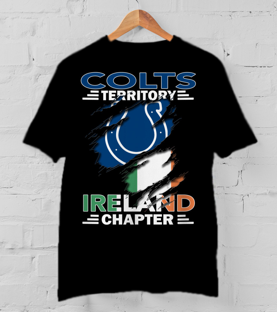 Colts Territory Ireland Chapter Blue Horseshoe Logo Irish Flag T-Shirt