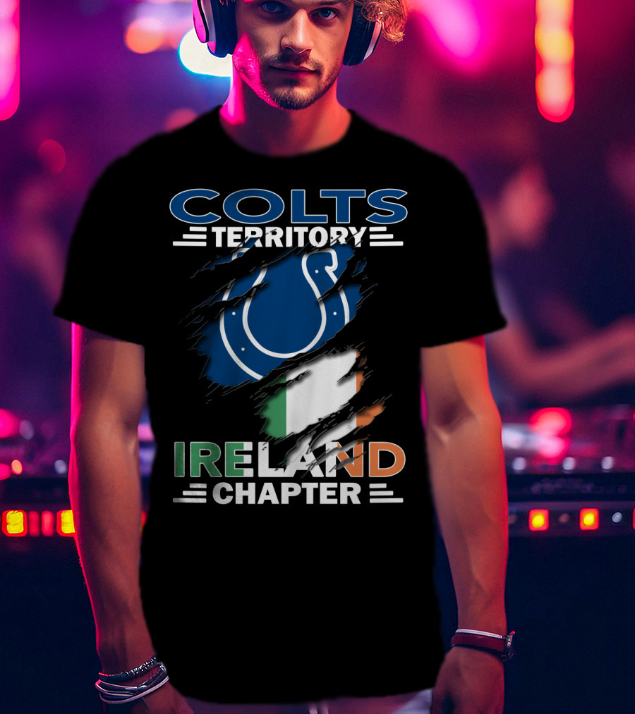 Colts Territory Ireland Chapter Blue Horseshoe Logo Irish Flag T-Shirt