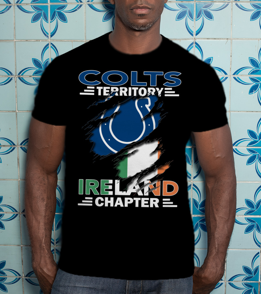 Colts Territory Ireland Chapter Blue Horseshoe Logo Irish Flag T-Shirt