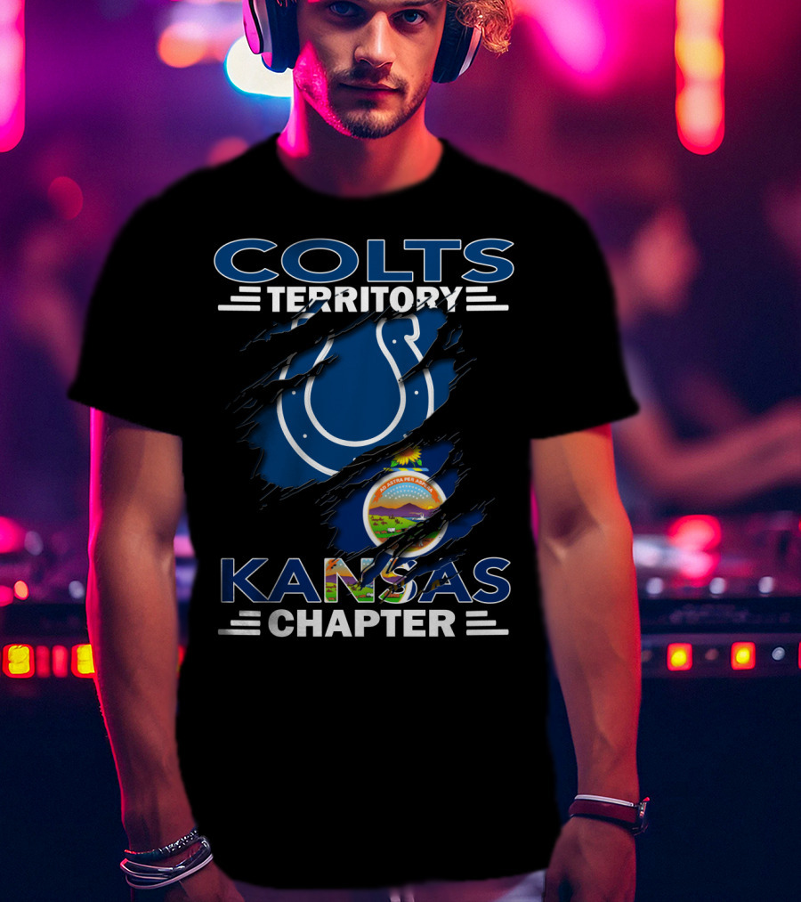 Colts Territory Kansas Chapter Indianapolis Colts Kansas Flag Integration T-Shirt