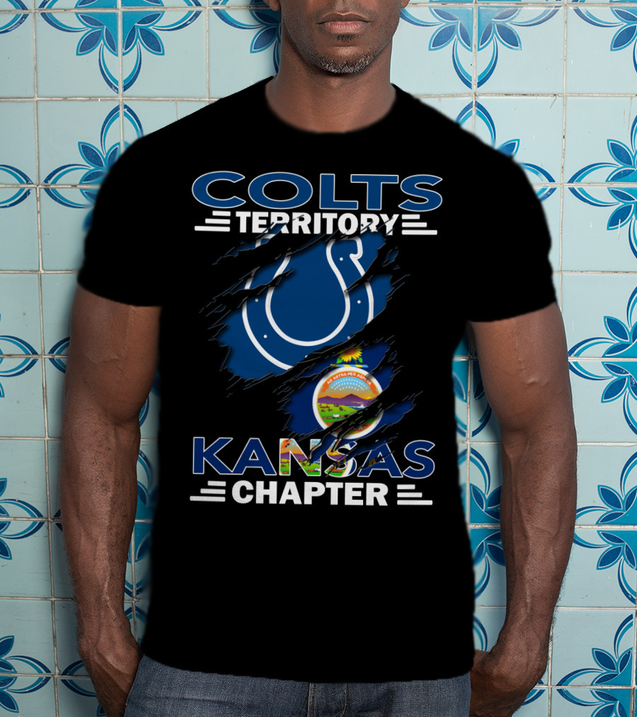 Colts Territory Kansas Chapter Indianapolis Colts Kansas Flag Integration T-Shirt
