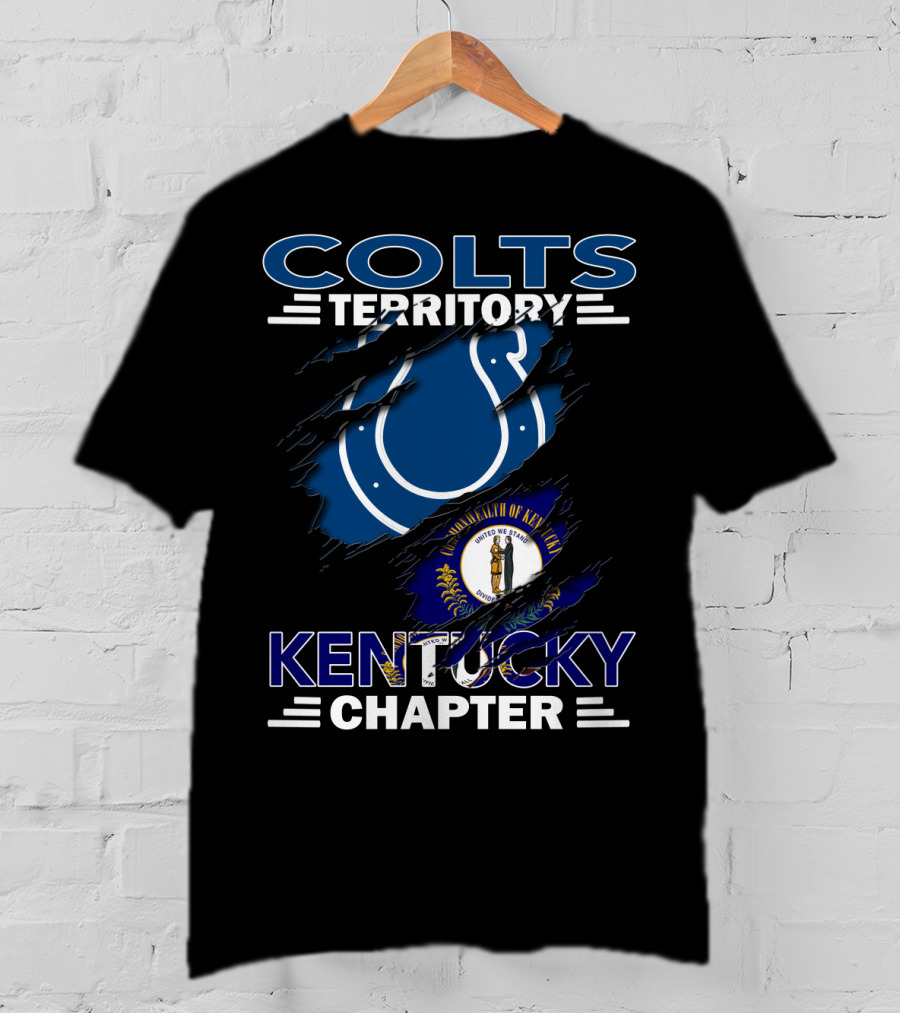 Colts Territory Kentucky Chapter Blue Horse And State Flag Emblem T-Shirt