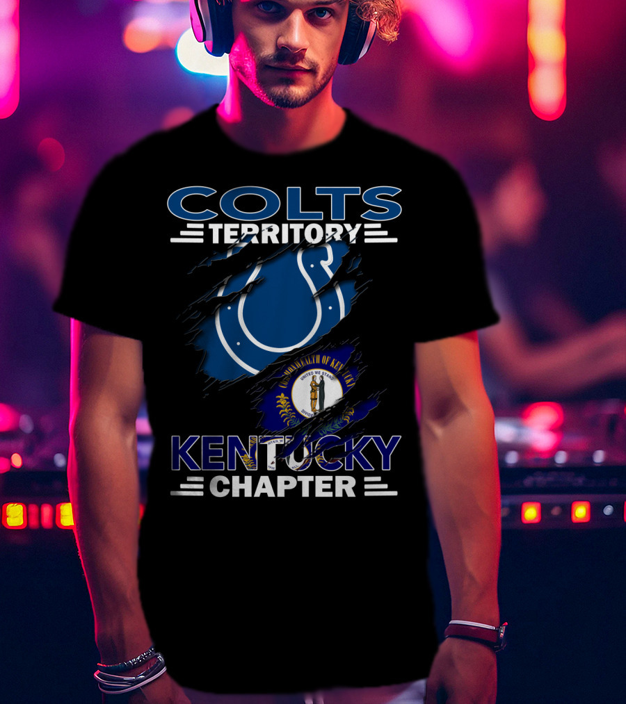 Colts Territory Kentucky Chapter Blue Horse And State Flag Emblem T-Shirt