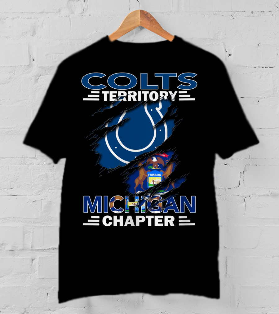 Colts Territory Michigan Chapter Logo With Michigan State Flag Elements T-Shirt