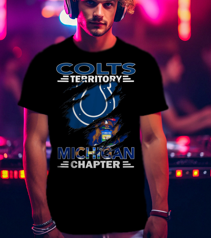 Colts Territory Michigan Chapter Logo With Michigan State Flag Elements T-Shirt