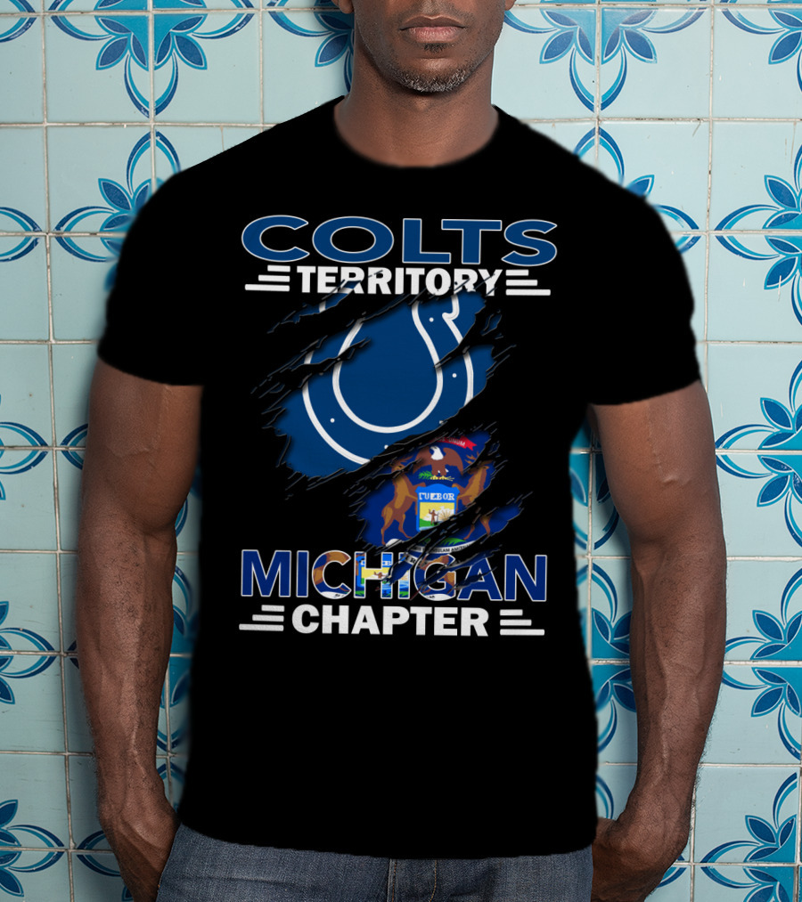 Colts Territory Michigan Chapter Logo With Michigan State Flag Elements T-Shirt