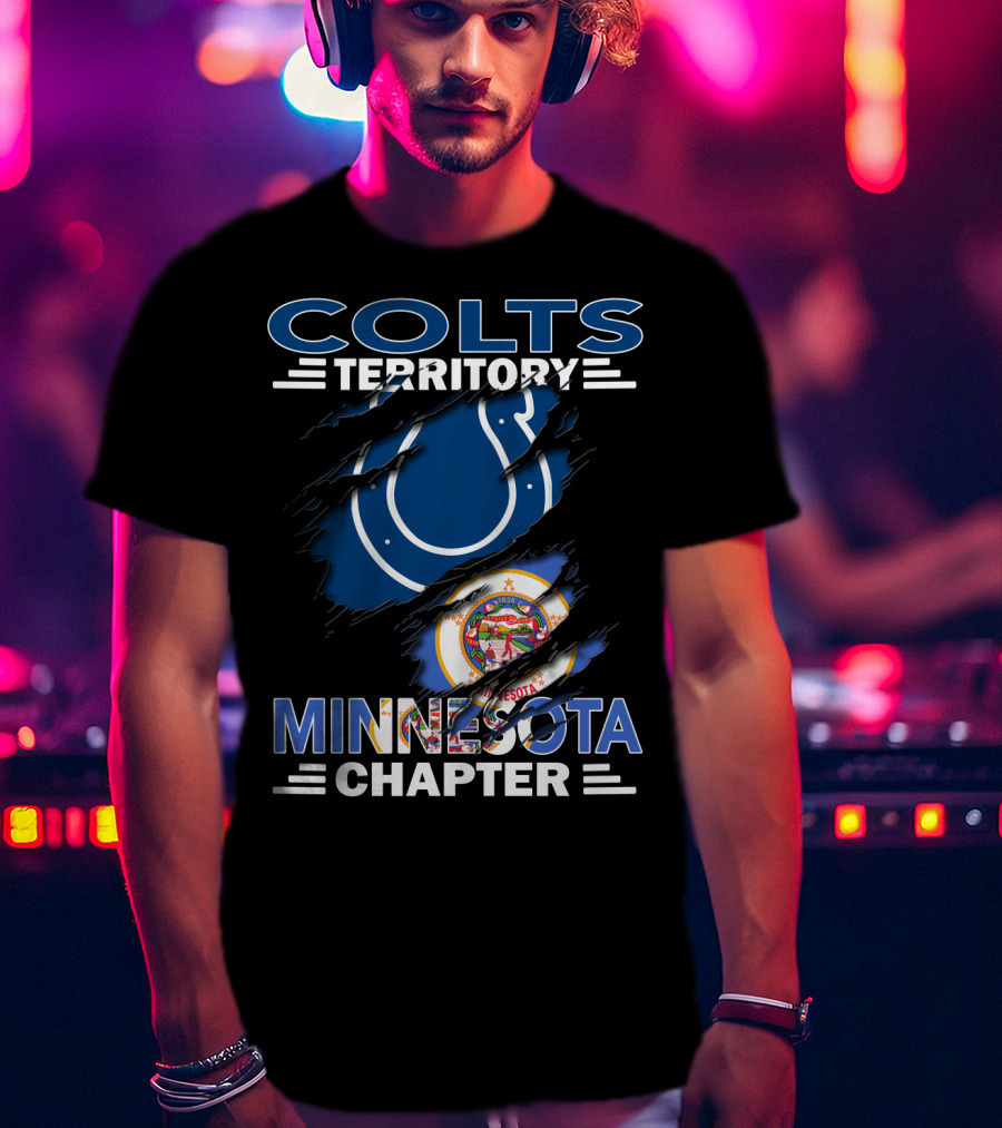 Colts Territory Minnesota Chapter Indiana Team Symbol And Minnesota State Flag Fusion T-Shirt