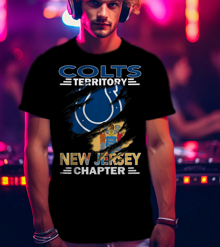 Colts Territory New Jersey Chapter Colts Logo And New Jersey Flag T-Shirt