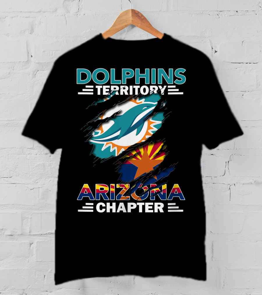 Dolphins Territory Arizona Chapter Logo With Miami Dolphins And Arizona Flag Elements T-Shirt