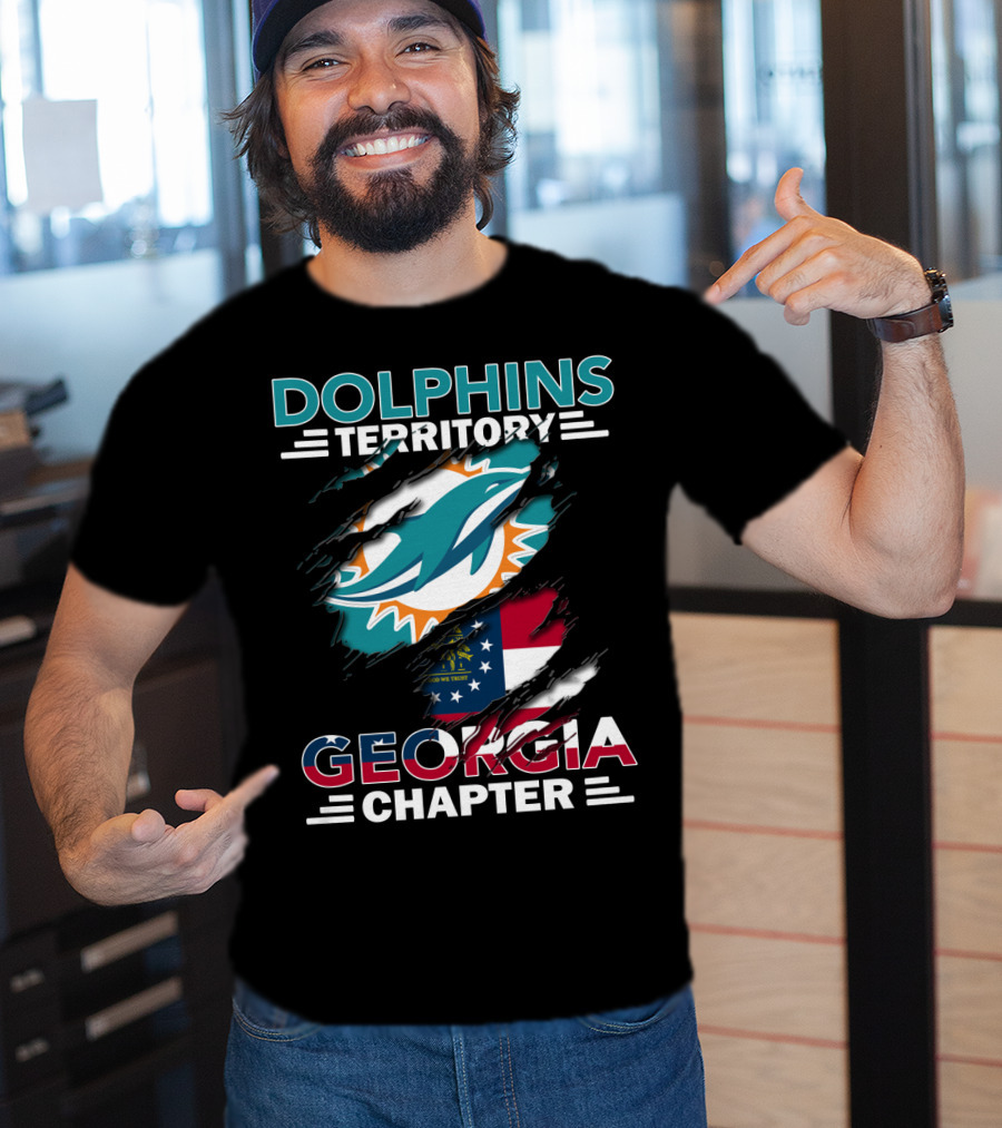 Dolphins Territory Miami Georgia Chapter Flag Fan Club T-Shirt