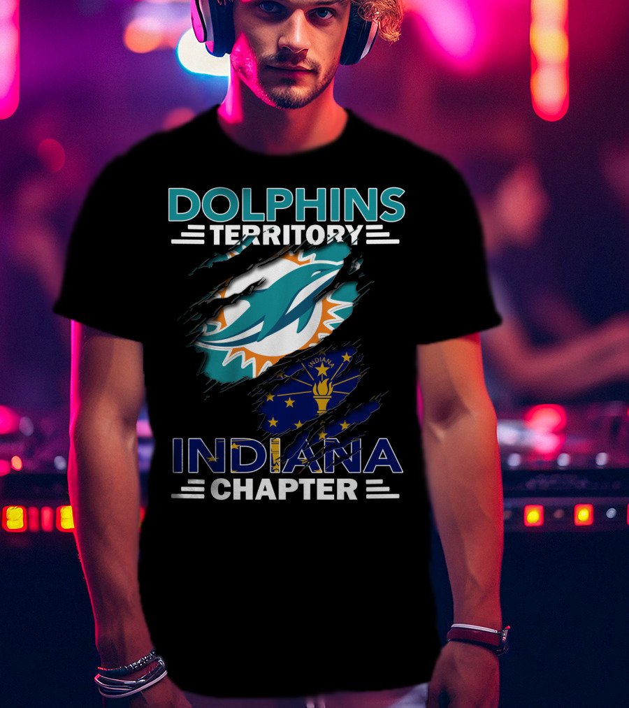 Dolphins Territory Indiana Chapter Miami Logo Indiana Flag Combination T-Shirt