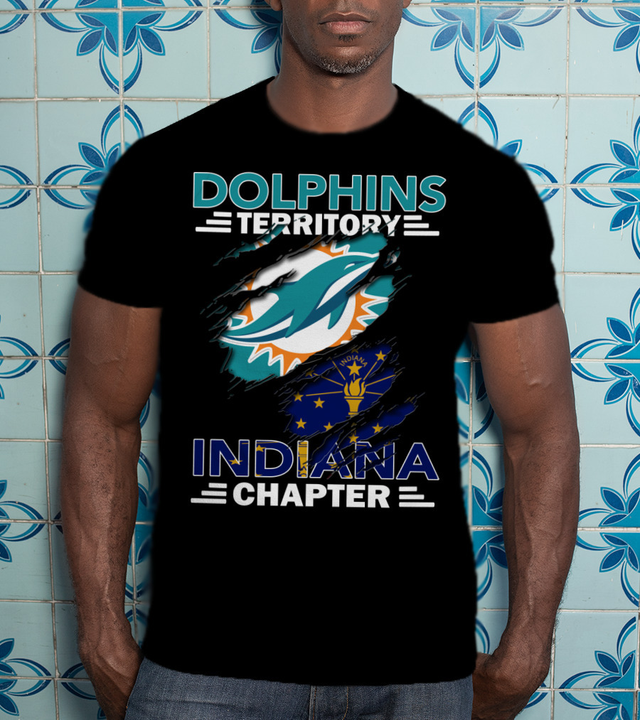 Dolphins Territory Indiana Chapter Miami Logo Indiana Flag Combination T-Shirt