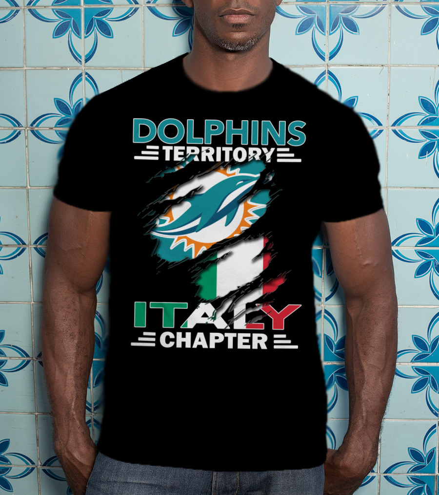 Dolphins Territory Italy Chapter Miami Logo Italian Flag T-Shirt