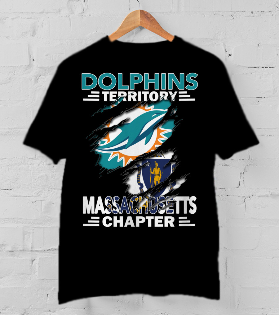 Dolphins Territory Massachusetts Chapter Miami Logo And State T-Shirt