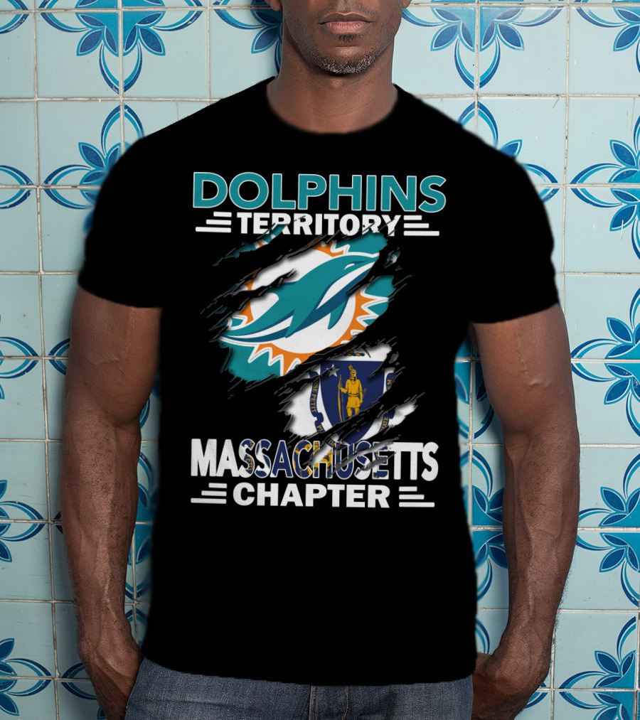 Dolphins Territory Massachusetts Chapter Miami Logo And State T-Shirt