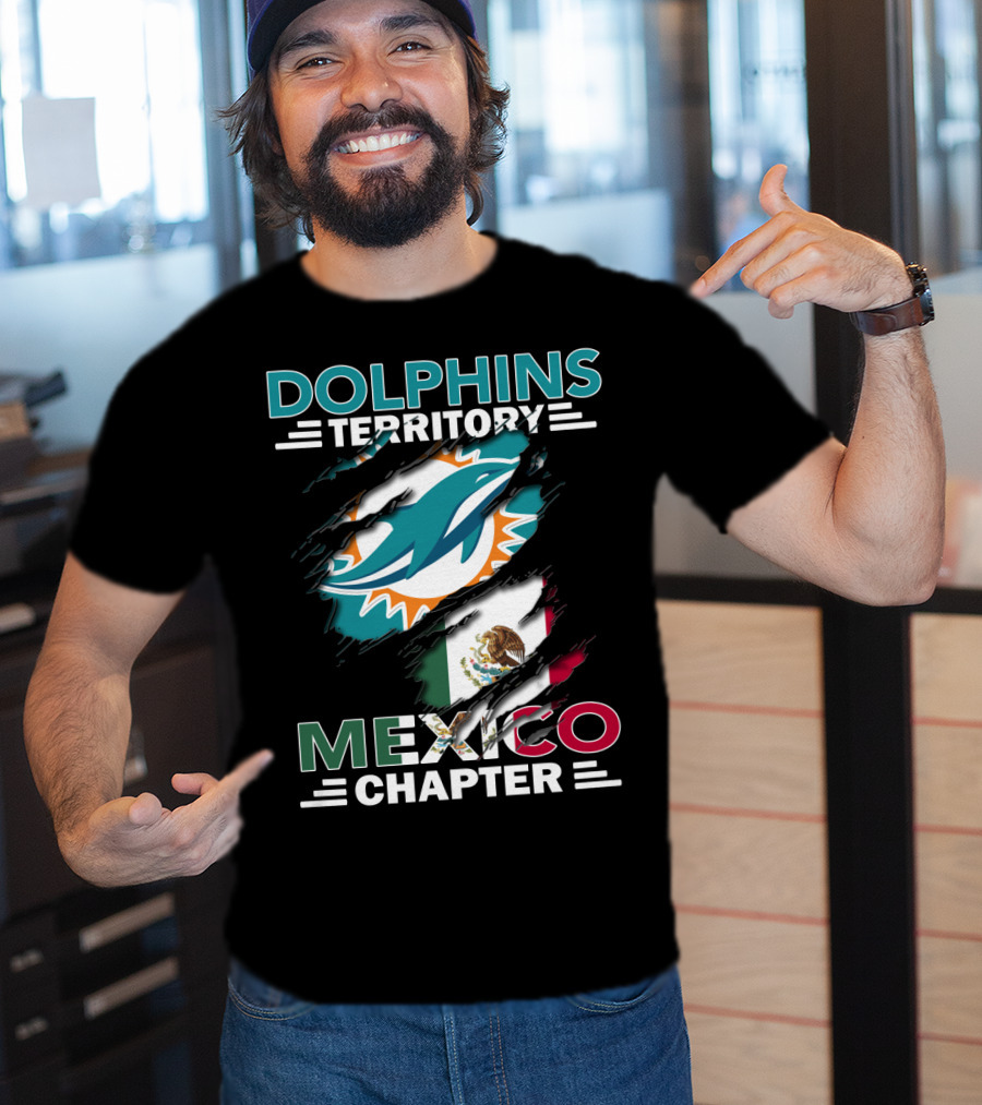 Dolphins Territory Mexico Chapter Miami Dolphins Logo Mexican Flag T-Shirt