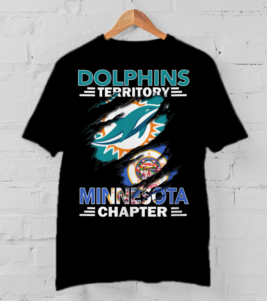 Dolphins Territory Minnesota Chapter Miami Dolphins And Minnesota State Flag T-Shirt