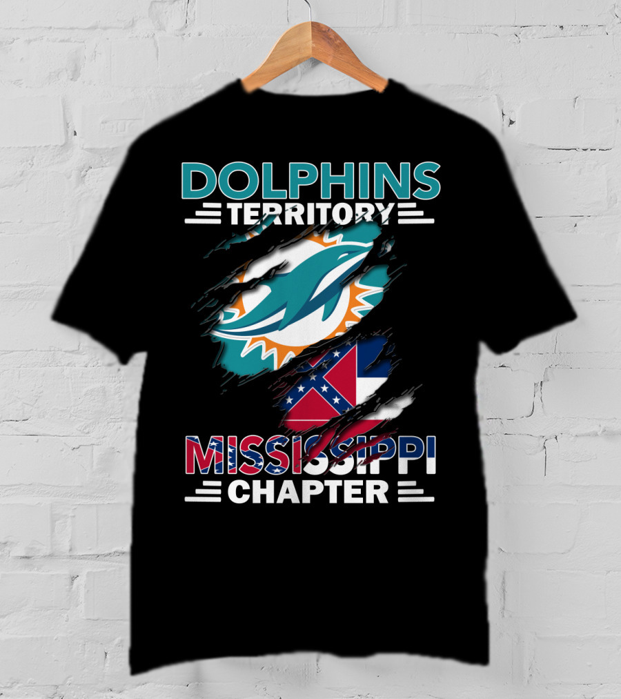 Dolphins Territory Mississippi Chapter Logo And Flag Display T-Shirt