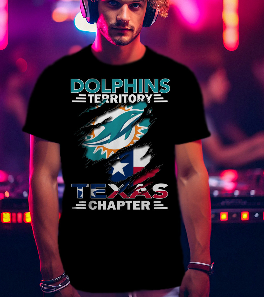 Dolphins Territory Texas Chapter Miami Dolphins Texas Flag T-Shirt