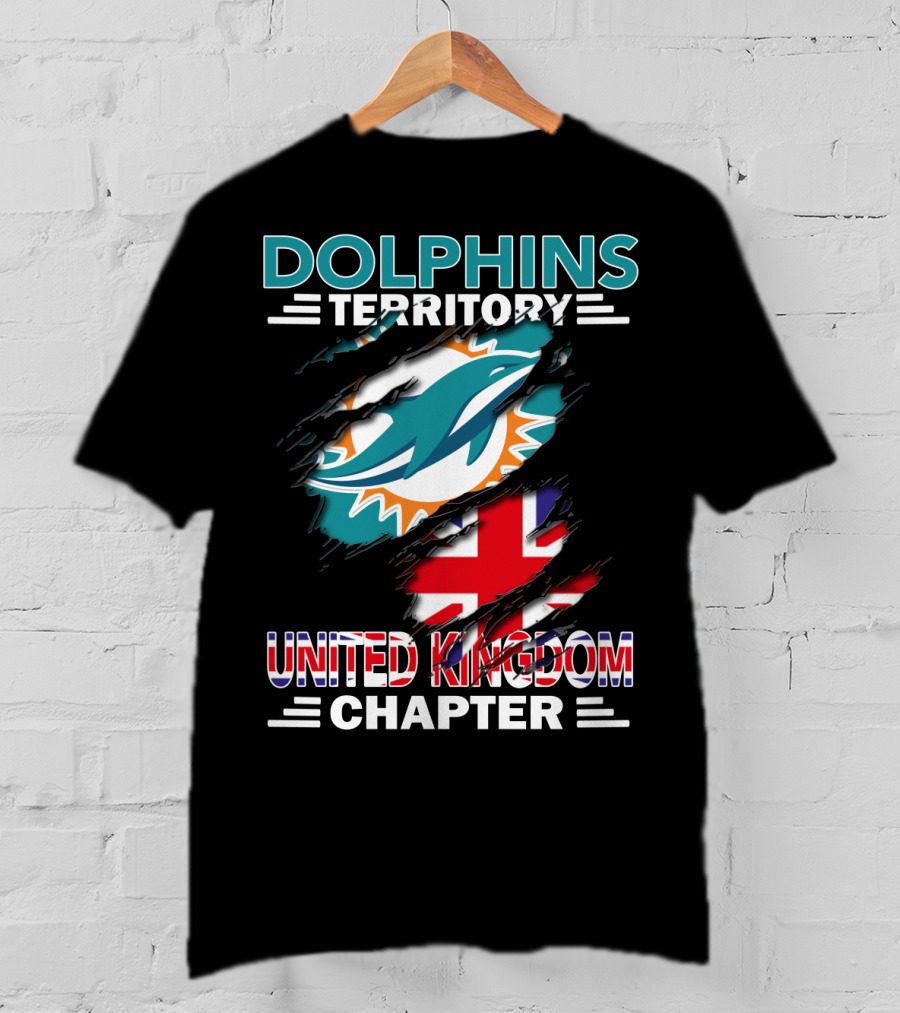 Dolphins Territory United Kingdom Chapter Miami Dolphins Union Jack T-Shirt