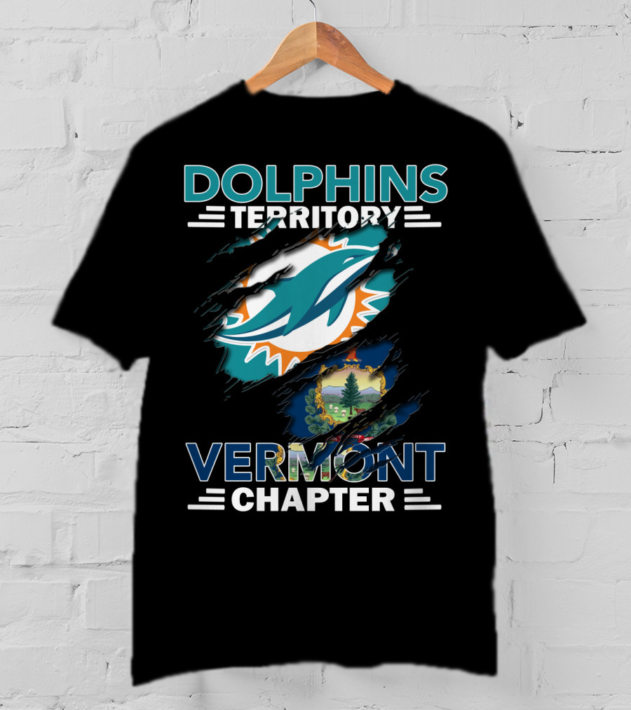 Dolphins Territory Vermont Chapter Miami Dolphins Vermont State T-Shirt