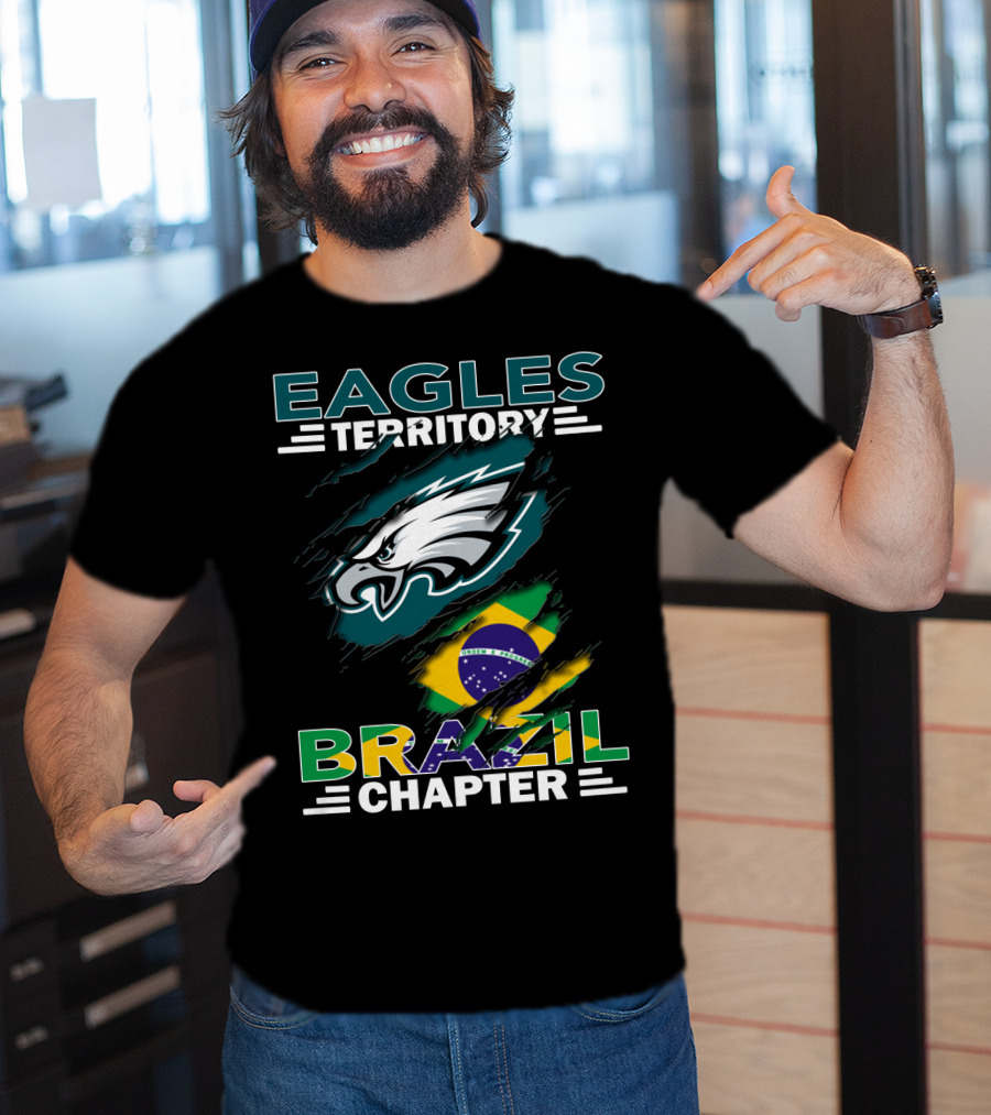 Eagles Territory Brazil Chapter Fan Logo With Brazil Flag Elements T-Shirt
