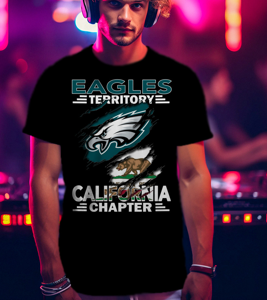 Eagles Territory California Chapter Logo With Bear And Eagle Graphics T-Shirt