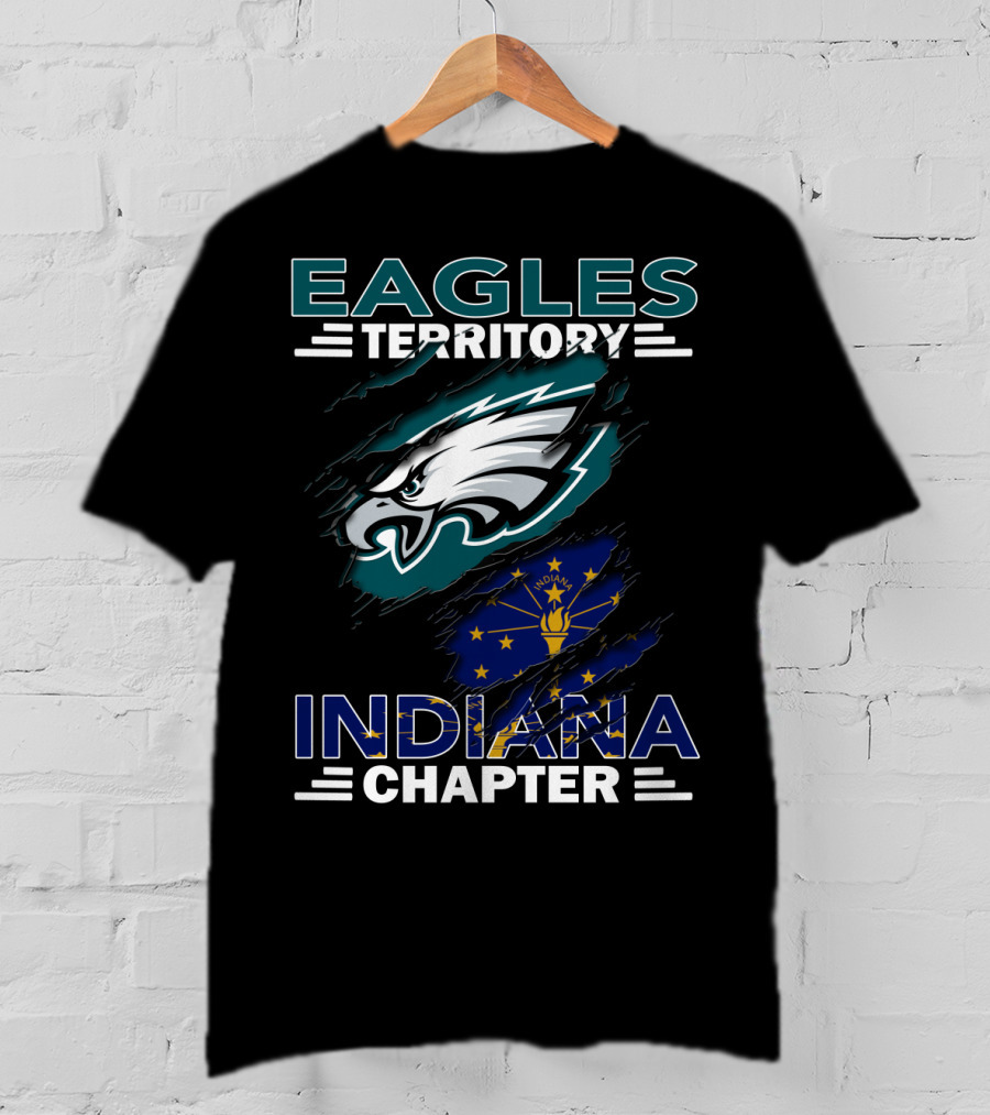 Eagles Territory Indiana Chapter With Indianapolis Flag And Football T-Shirt