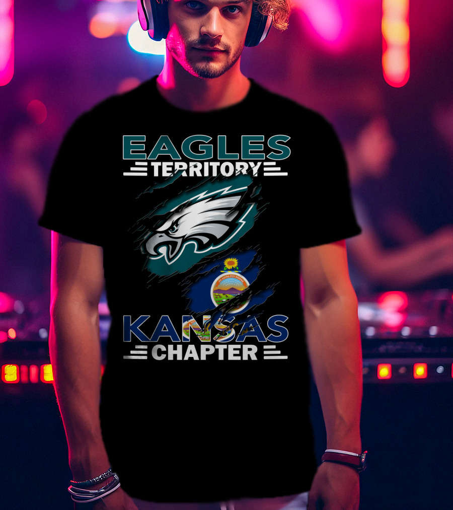 Eagles Territory Kansas Chapter Philadelphia Eagles Kansas State Flag T-Shirt