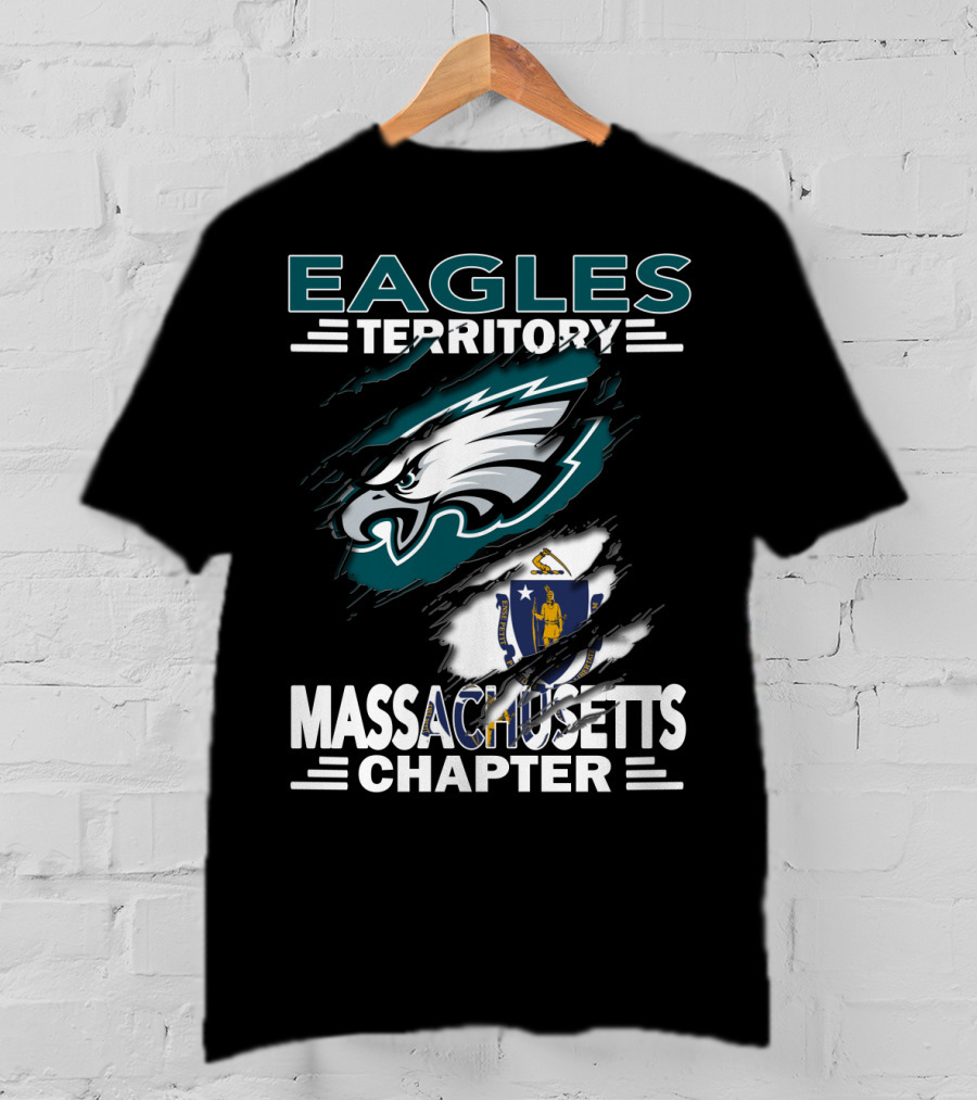 Eagles Territory Massachusetts Chapter Logo With State Flag Integration T-Shirt
