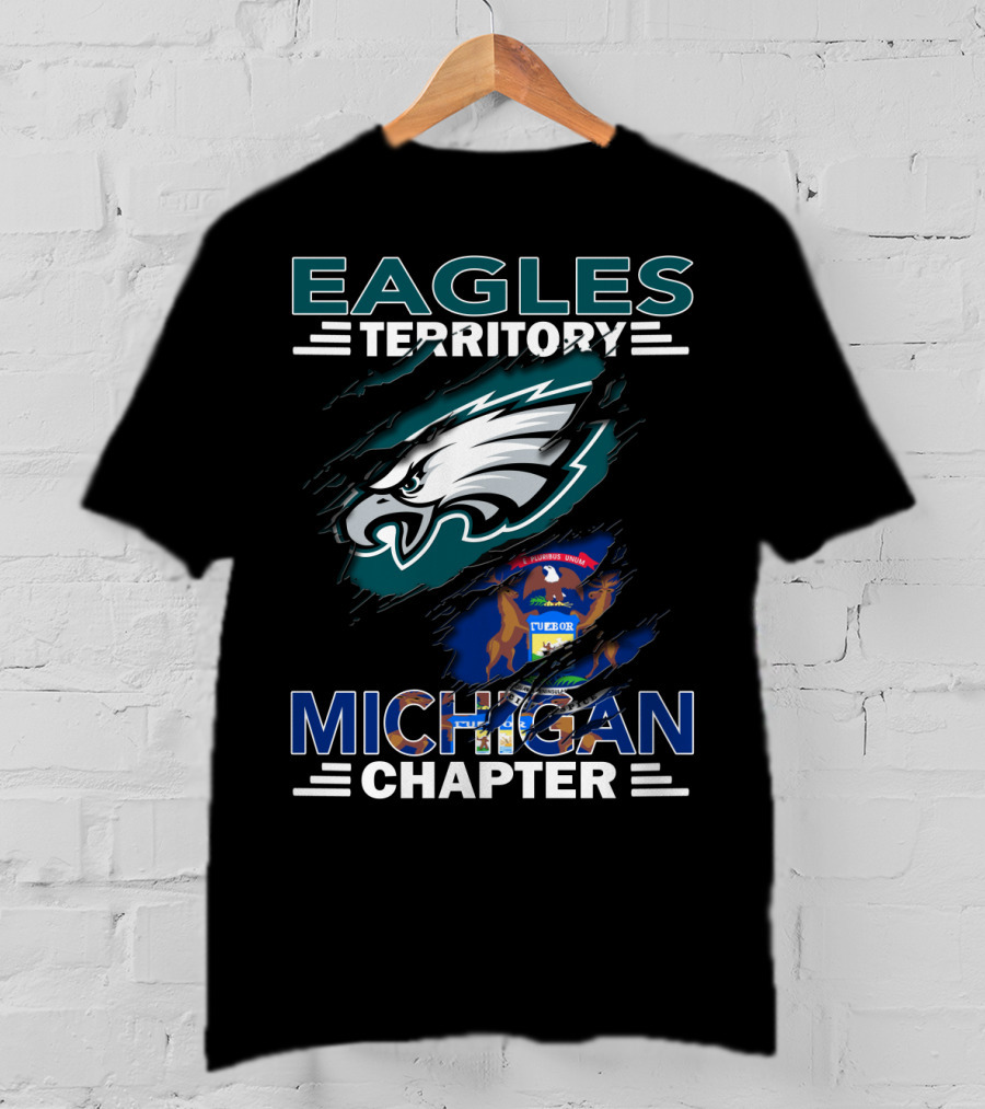 Eagles Territory Michigan Chapter Philadelphia Eagles Logo Michigan State Flag T-Shirt