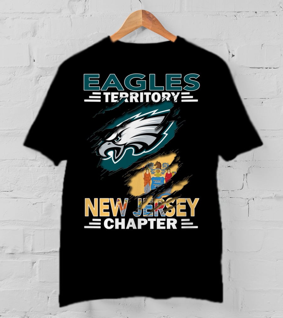 Eagles Territory New Jersey Chapter With Philadelphia Eagles Logo And NJ State Flag T-Shirt