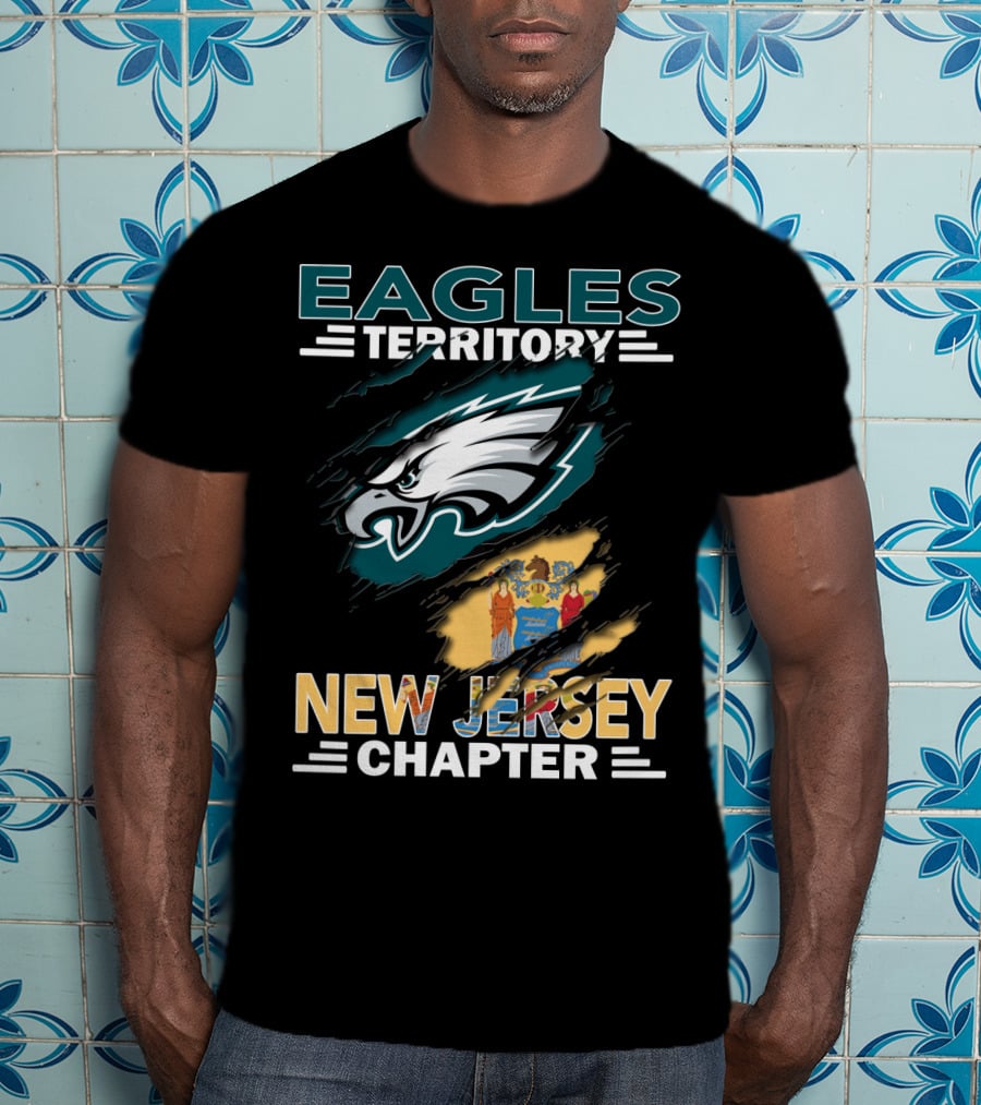 Eagles Territory New Jersey Chapter With Philadelphia Eagles Logo And NJ State Flag T-Shirt
