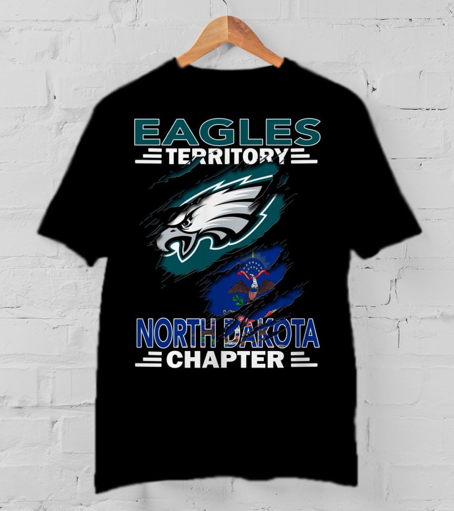 Eagles Territory North Dakota Chapter Fan Logo With State Flag Element T-Shirt