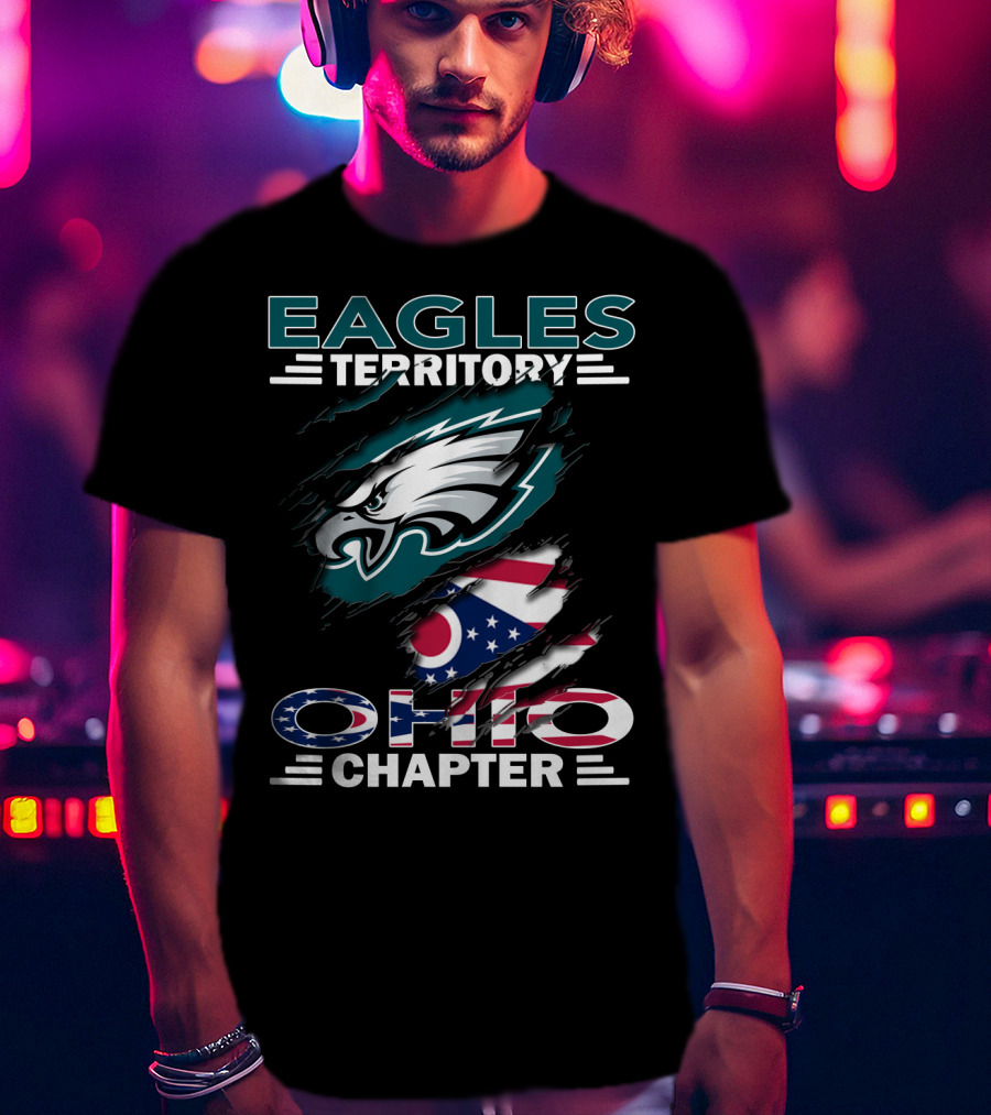 Eagles Territory Ohio Chapter Logo With American Flag Elements T-Shirt