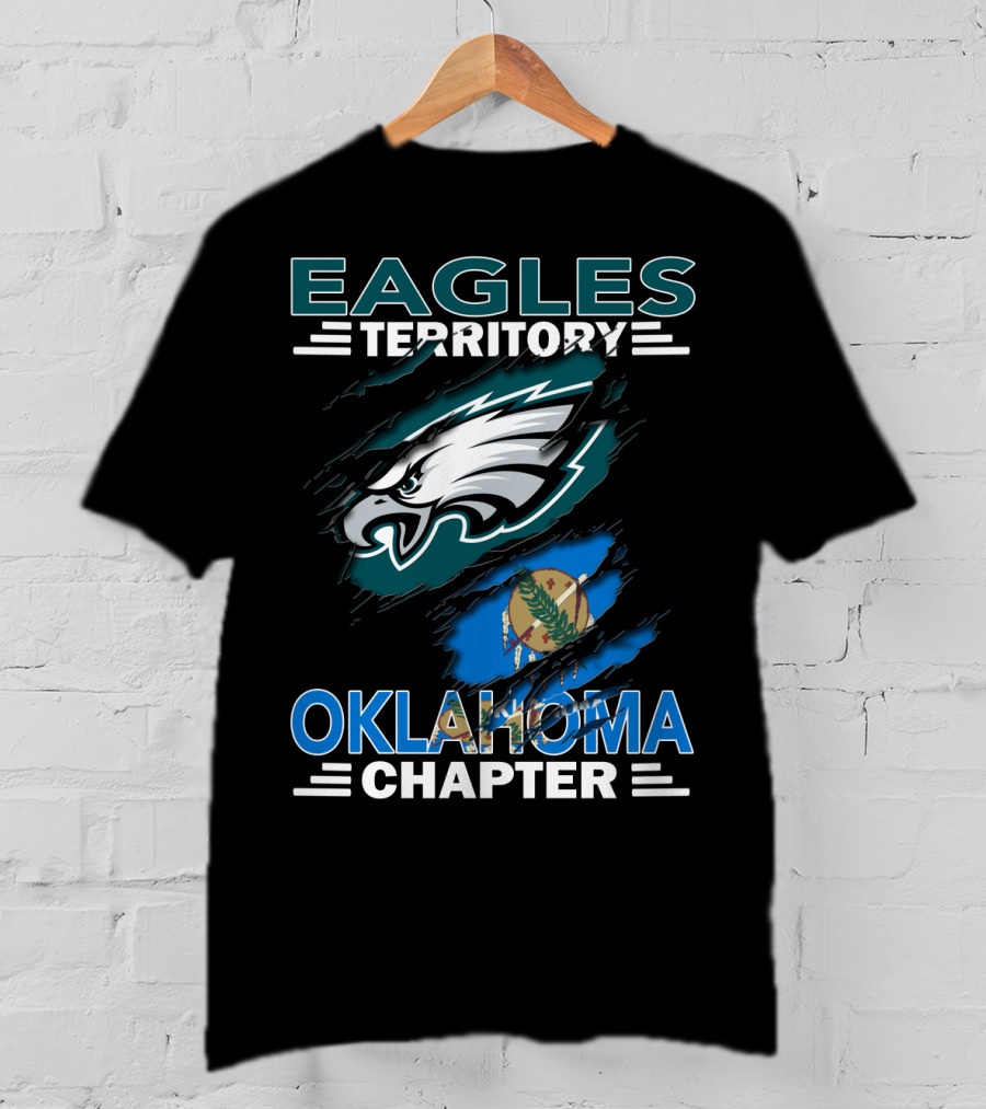 Eagles Territory Oklahoma Chapter Philadelphia Eagles Logo And State Flag T-Shirt