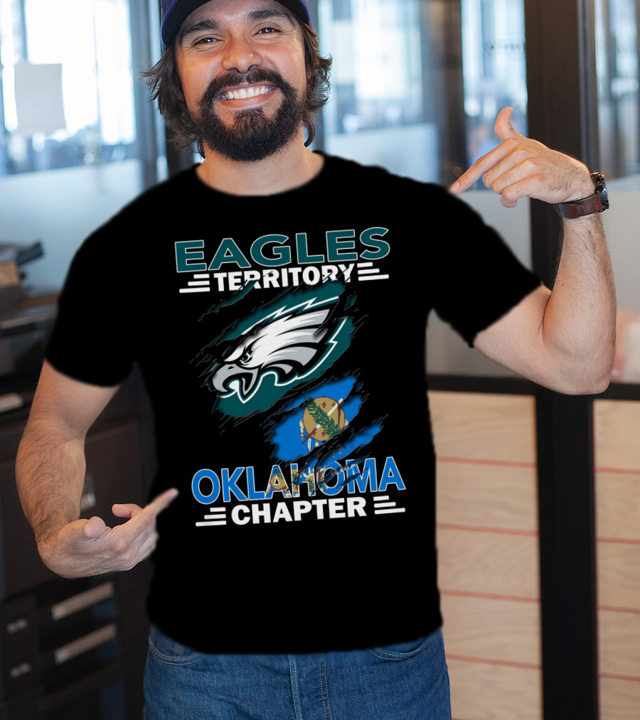 Eagles Territory Oklahoma Chapter Philadelphia Eagles Logo And State Flag T-Shirt