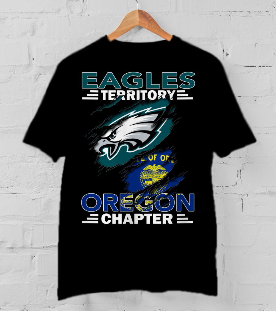 Eagles Territory Oregon Chapter NFL Fan Group Philadelphia Logo And State Flag T-Shirt