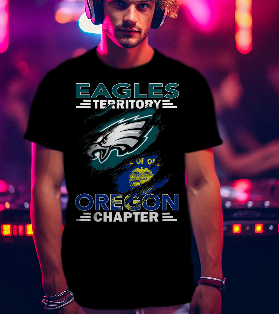 Eagles Territory Oregon Chapter NFL Fan Group Philadelphia Logo And State Flag T-Shirt