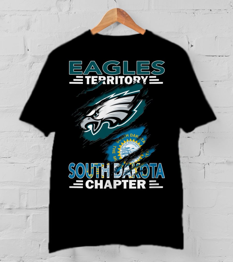 Eagles Territory South Dakota Chapter Emblem With State Flag And Aggressive Eagle T-Shirt