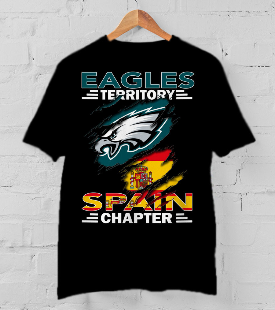 Eagles Territory Spain Chapter Fan Pride With Spanish Flag And Eagle T-Shirt