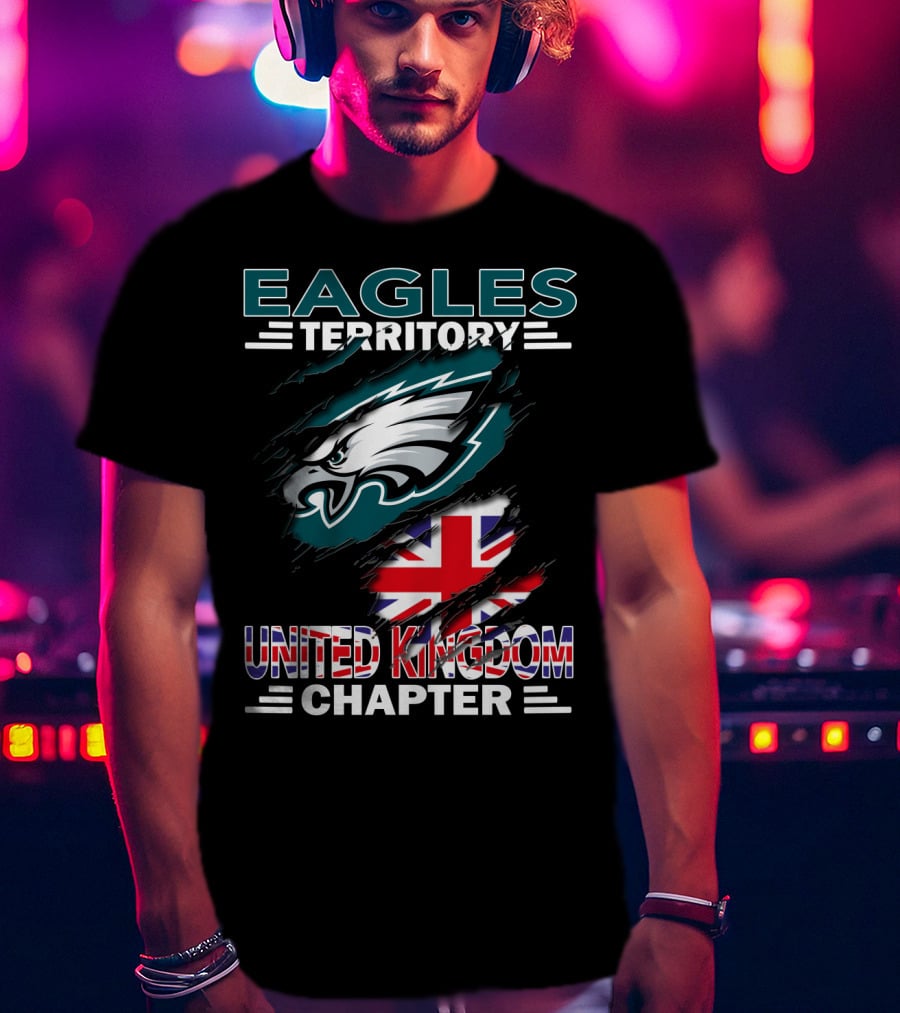 Eagles Territory United Kingdom Chapter NFL Team Logo Union Jack T-Shirt