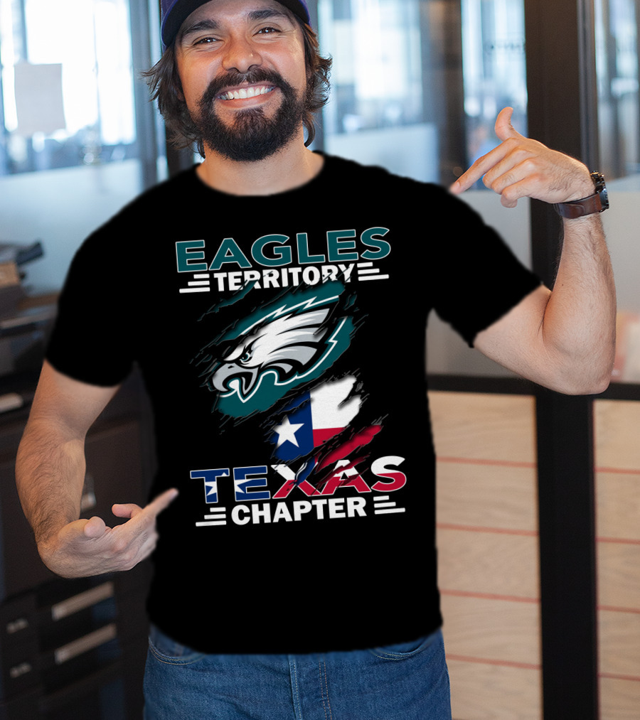Eagles Territory Texas Chapter NFL Fan Club Texas Flag Integration T-Shirt