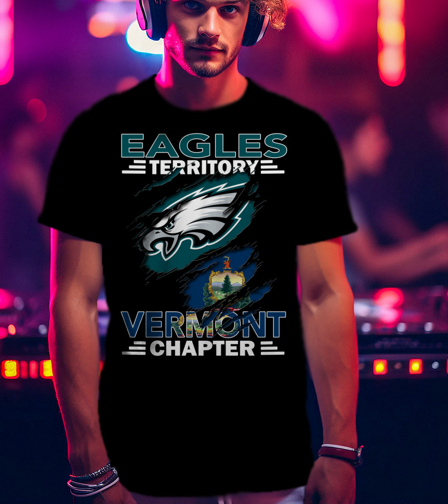 Eagles Territory Vermont Chapter Emblem With Vermont State T-Shirt