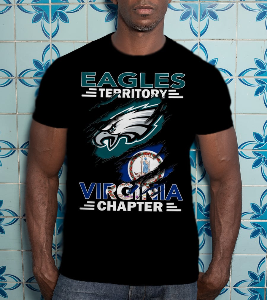 Eagles Territory Virginia Chapter With Philadelphia Eagles Logo And Virginia State Flag T-Shirt