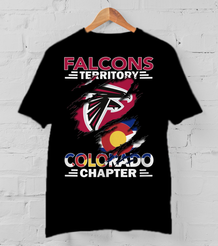 Falcons Territory Colorado Chapter With Falcons Logo And Colorado Flag T-Shirt